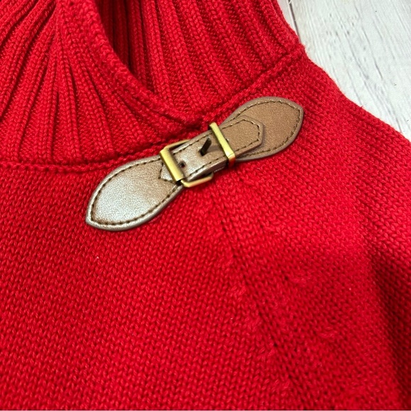 Talbots Red Cowl Neck Sweater Buckle accent equestrian sz L petite classic - Picture 6 of 8